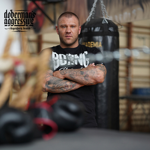 T-shirt Dobermans Aggressive &quot;BOXING&quot; TS281B - white