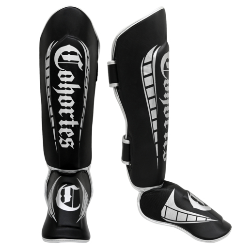 Ochraniacze na goleń i stopę skórzane Cohortes "Aculeo Armis" black/silver
