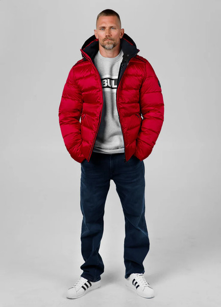 Men&#39;s winter jacket with hood PIT BULL &quot;BARLES&quot; - red