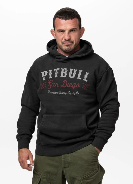 Bluza męska z kapturem washed PIT BULL "STRENGTH & RESPECT" - ciemny grafitowy
