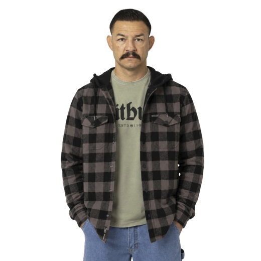 PIT BULL "PIONEER II" Flannel Hooded Jacket - Taupe