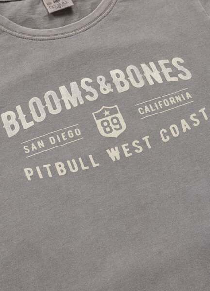 Koszulka damska PIT BULL Denim Washed "BLOOMS & BONES" - szary