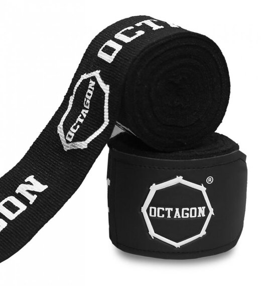 Octagon Fightgear Supreme Printed Boxing Wraps/Bandages Black/White 5m