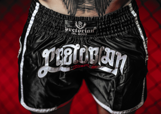 Spodenki Muay Thai Pretorian "Elite" - czarno/białe