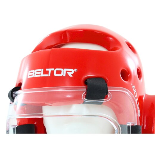 Kask piankowy z maską Beltor "TYTAN" - czerwony
