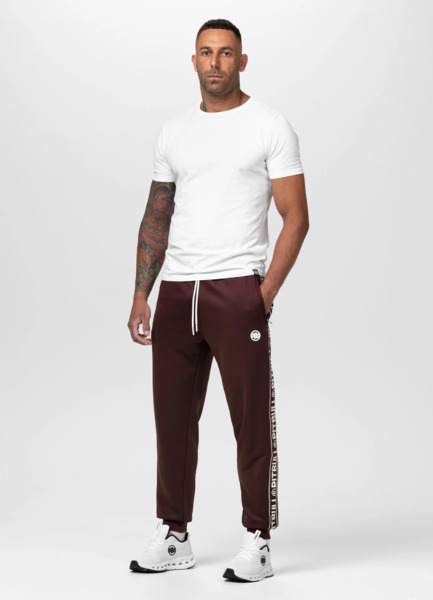 PIT BULL "TAPE LOGO" sweatpants - burgundy