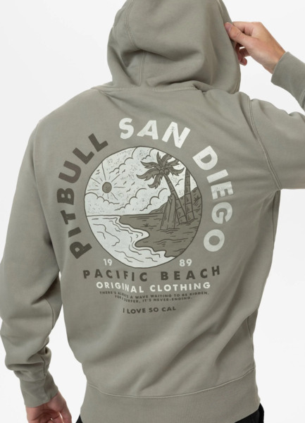 PIT BULL washed &quot;PLANET SURF&quot; zip-up hoodie - gray