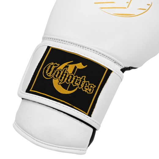 Rękawice bokserskie skórzane Cohortes "Extenso Gold" - białe