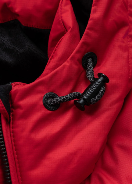 Kurtka zimowa PIT BULL pikowana z kapturem CRESTLINE - czerwony