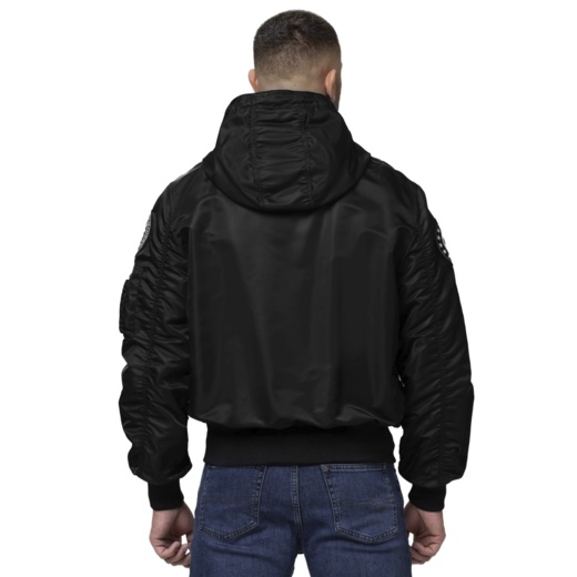 Kurtka bomberka przejściowa z kapturem PIT BULL "AERO" - czarny