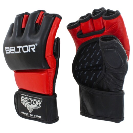 Beltor One MMA Leather Gloves - Black/Red