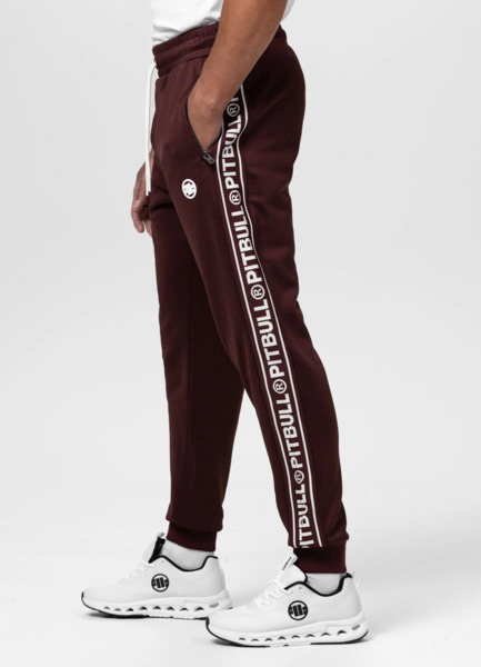 PIT BULL "TAPE LOGO" sweatpants - burgundy