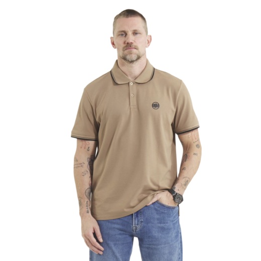 Koszulka Polo Pit Bull Pique Stripes Regular - jasny brązowy