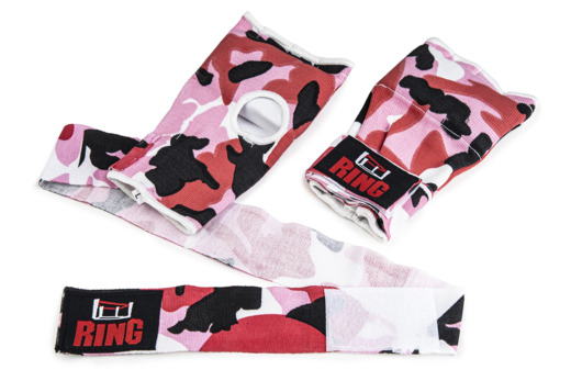 Gel boxing bandage, wraps, gel gloves, Ring camo - red
