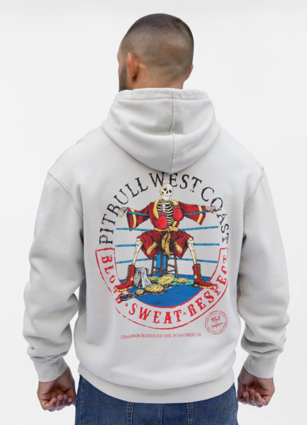 Bluza męska z kapturem washed PIT BULL "CHAMPION BLOODLINE" - biały
