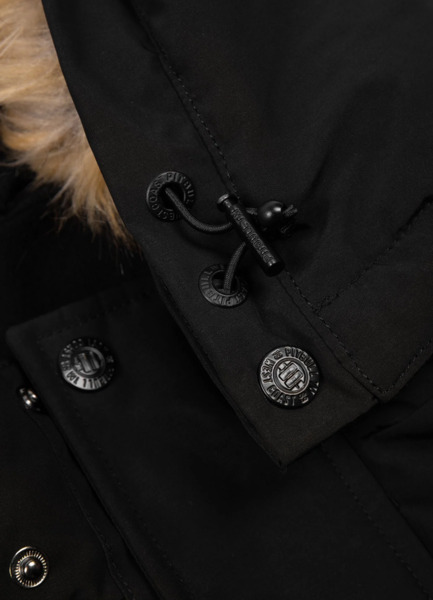 Kurtka zimowa pikowana parka z kapturem PIT BULL "FOREST" - czarny