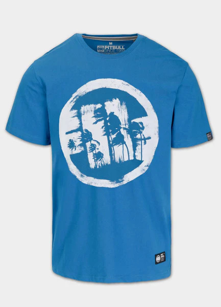 Koszulka męska PIT BULL "LOGO PALMS" - niebieski