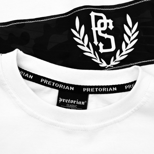 T-shirt Pretorian "Black Camo Strap" - white