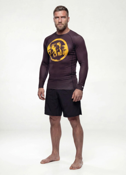 Rashguard longsleeve PIT BULL "LOGO PALMS" - brązowy