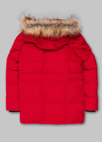 Kurtka zimowa pikowana parka z kapturem PIT BULL "FOREST" - czerwony