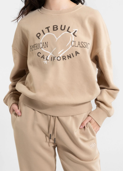 Women&#39;s classic sweatshirt WASHED PIT BULL &quot;MANZANITA HEART&quot; - sand