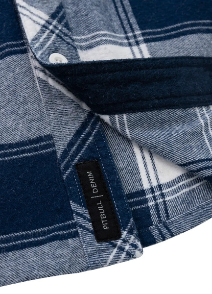 Koszula flanelowa "Mitchell" PIT BULL - granatowo/biała
