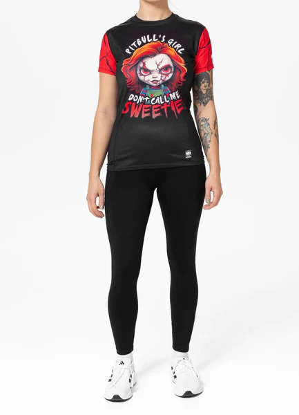 Koszulka sportowa damska Mesh PIT BULL "SWEETIE-CHU" - czarny