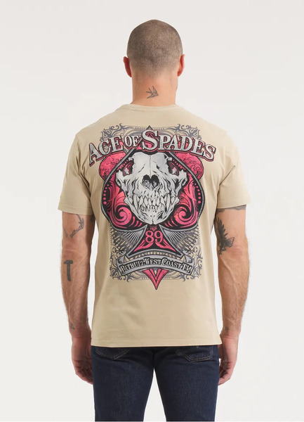 Koszulka męska PIT BULL Denim Washed "ACE OF SPADES II" - piaskowa