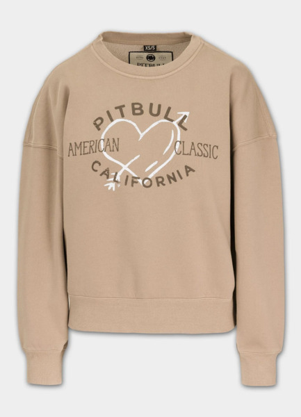 Women&#39;s classic sweatshirt WASHED PIT BULL &quot;MANZANITA HEART&quot; - sand