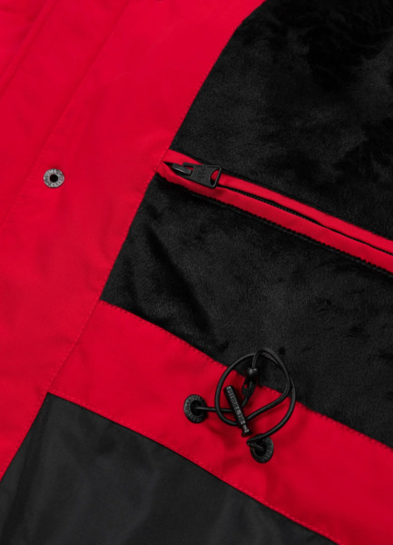 Kurtka zimowa pikowana parka z kapturem PIT BULL "FOREST" - czerwony