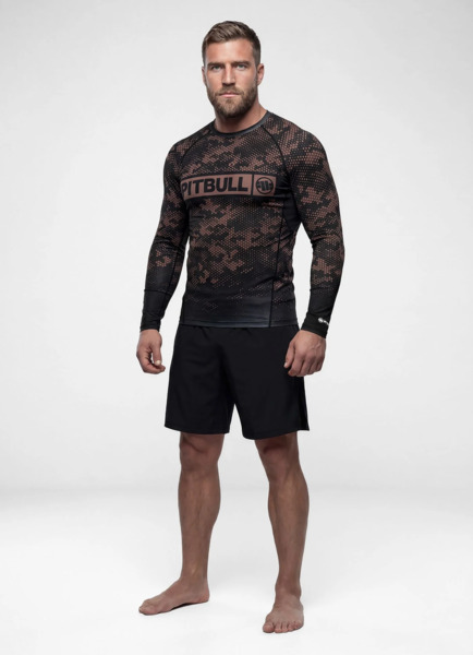 Rashguard longsleeve PIT BULL "HEX CAMO HILLTOP" - ciemny piaskowy