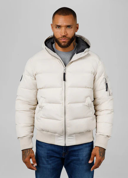 Kurtka zimowa męska z kapturem PIT BULL "GOPHER" - off white