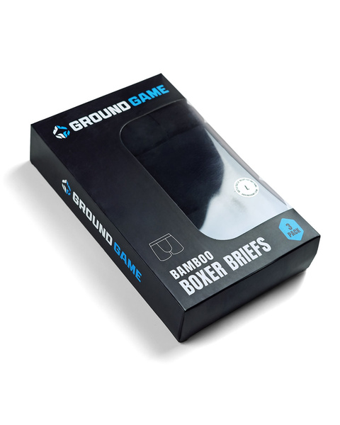 Ground Game Sports Men&#39;s Bamboo Boxer Shorts 3-Pack - Black/Black