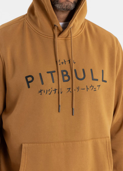 Bluza męska rozpinana z kapturem washed PIT BULL "MT FUJI" - miodowy