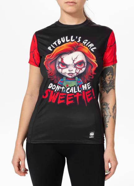 Koszulka sportowa damska Mesh PIT BULL "SWEETIE-CHU" - czarny