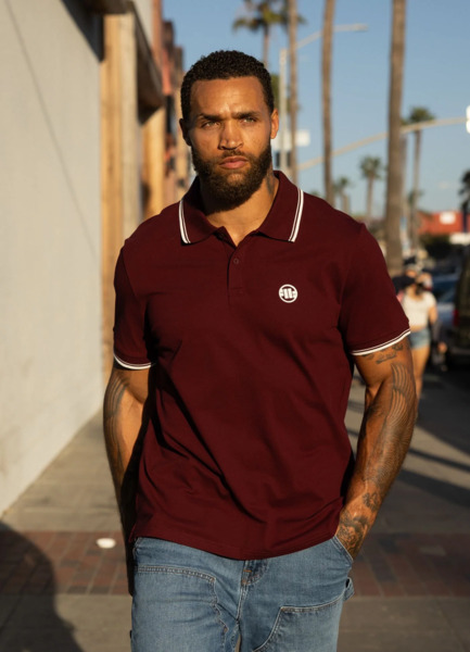 Koszulka Polo Pit Bull Pique Stripes Regular - bordowy