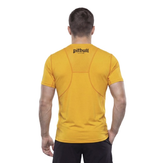 Koszulka Sportowa Mesh PIT BULL "LOGO PALMS" - żółty