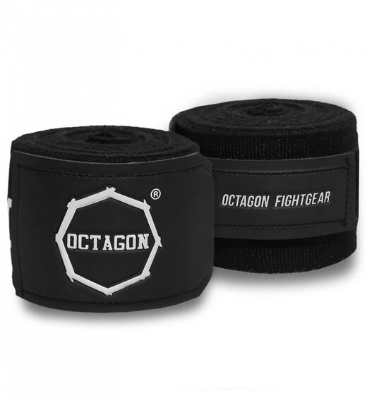 Octagon Fightgear Supreme Printed Boxing Wraps/Bandages Black/White 5m