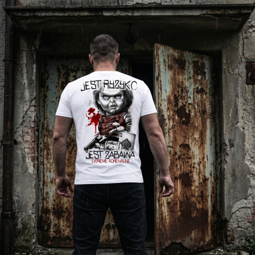 Koszulka Extreme Adrenaline "Jest ryzyko jest zabawa!" - biała