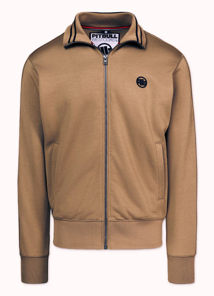 PIT BULL Oldschool &quot;Tape Logo&quot; Zip-Up Sweatshirt - Brown