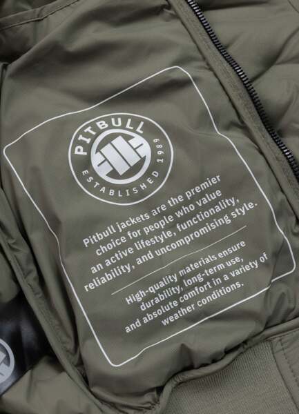 Kurtka zimowa PIT BULL pikowana z kapturem "FISK" - oliwkowy