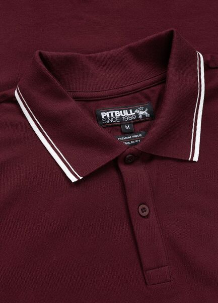 Koszulka Polo Pit Bull Pique Stripes Regular - bordowy
