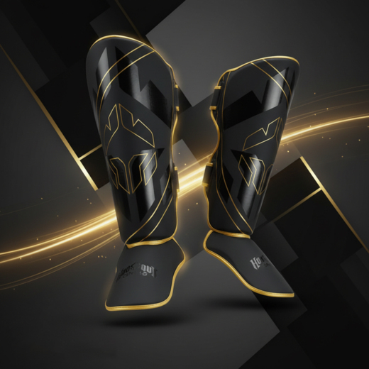 Lekkie Ochraniacze na piszczele Ground Game "Logo 3.0 Gold"