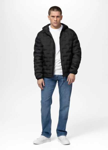 Kurtka zimowa PIT BULL pikowana z kapturem "CAMINO" - czarny