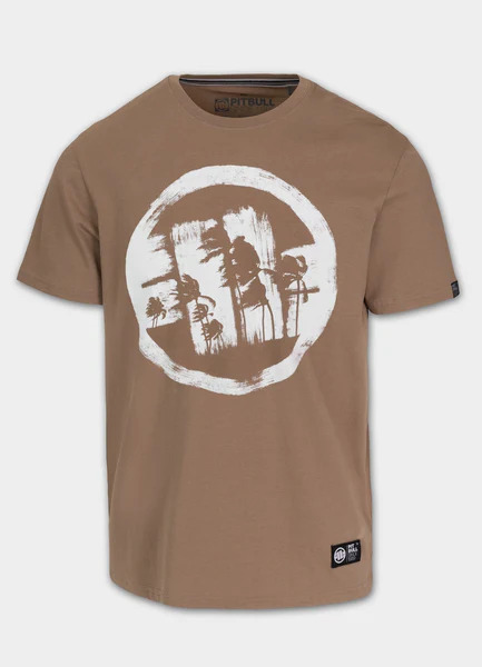 Koszulka męska PIT BULL "LOGO PALMS" - brązowy