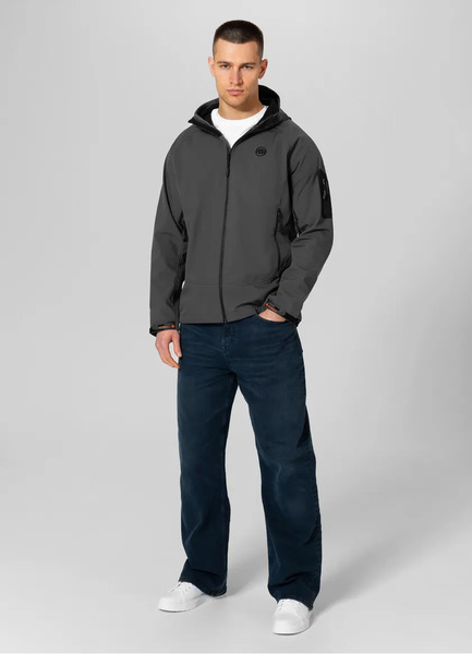 Pit Bull Softshell Airfield men&#39;s jacket with hood - graphite