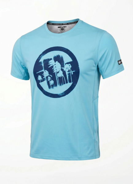 Koszulka Sportowa Mesh PIT BULL "LOGO PALMS" - niebieski