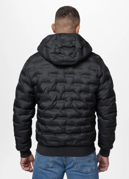 Kurtka zimowa PIT BULL pikowana z kapturem "FISK" - czarny