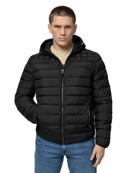 Kurtka zimowa PIT BULL pikowana z kapturem FOOTHILL - czarny