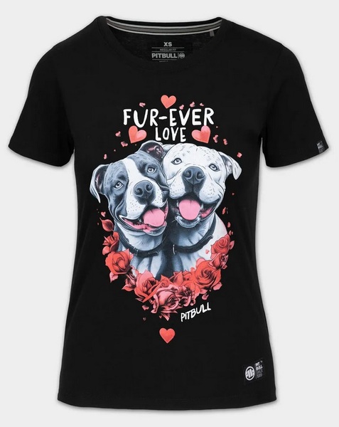 Koszulka damska PIT BULL "FUR-EVER LOVE" - czarna